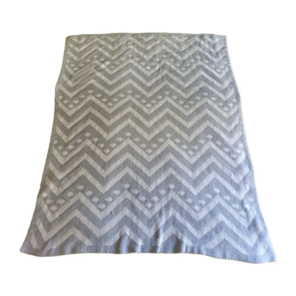 Harper‎ Canyon Gray White Baby Blanket Chenille Chevron Stripe Polka Dot 30'x38'